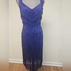 Vintage Blue Fringe Dress